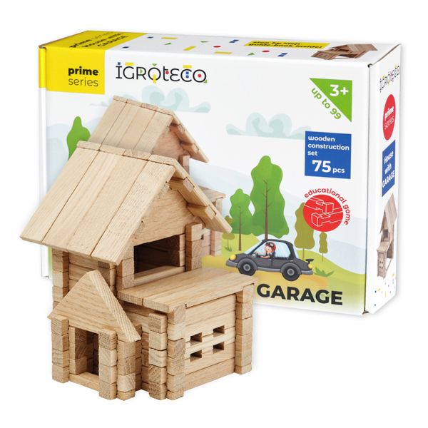 Конструктор дерев'яний для дітей Будиночок з гаражем 75 дет. 900118 фото