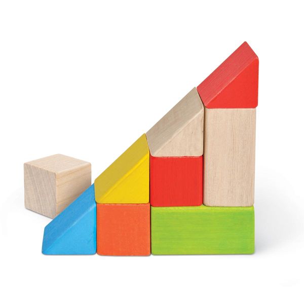 Розвивальні дерев'яні кубики для малюків кольорові 9 шт 900163 фото
