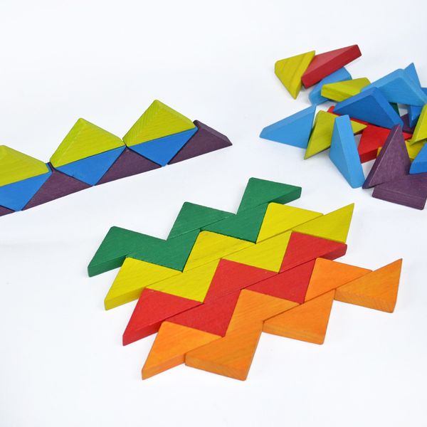 Розвивальна Трикутна мозаїка з дерева для дітей 64 ел. 900194 фото